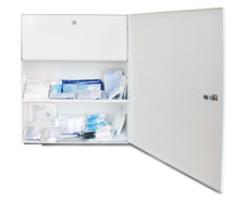 First-aid cabinet without contents made of sheet steel