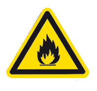 Warnzeichen nach ISO 7010 Einzeletikett, feuergefährliche Stoffe, Seitenlänge 100 mm