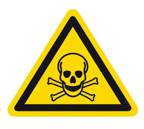 Warnzeichen nach ISO 7010 Einzeletikett, giftige Stoffe, Seitenlänge 100 mm
