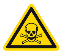 Warning symbols acc. to ISO 7010 Single label, Toxic substances, Side length 100 mm