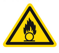 Warning symbols acc. to ISO 7010 Single label, Oxidising substances, Side length 100 mm