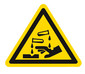 Warning symbols acc. to ISO 7010 Single label, Corrosive substances, Side length 200 mm