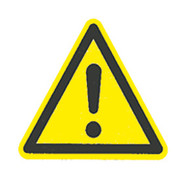 Warnzeichen nach ISO 7010 auf dem Bogen, eine Gefahrenstelle, Seitenlänge 25 mm