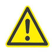 Warning symbols acc. to ISO 7010 on a sheet, Hazardous area, Side length 25 mm