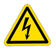 Warning symbols acc. to ISO 7010 on a sheet, Dangerous electrical voltage, Side length 50 mm