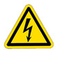 Warning symbols acc. to ISO 7010 on a sheet, Laser beam, Side length 25 mm