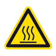 Warnzeichen nach ISO 7010 auf dem Bogen, heiße Oberfläche, Seitenlänge 50 mm