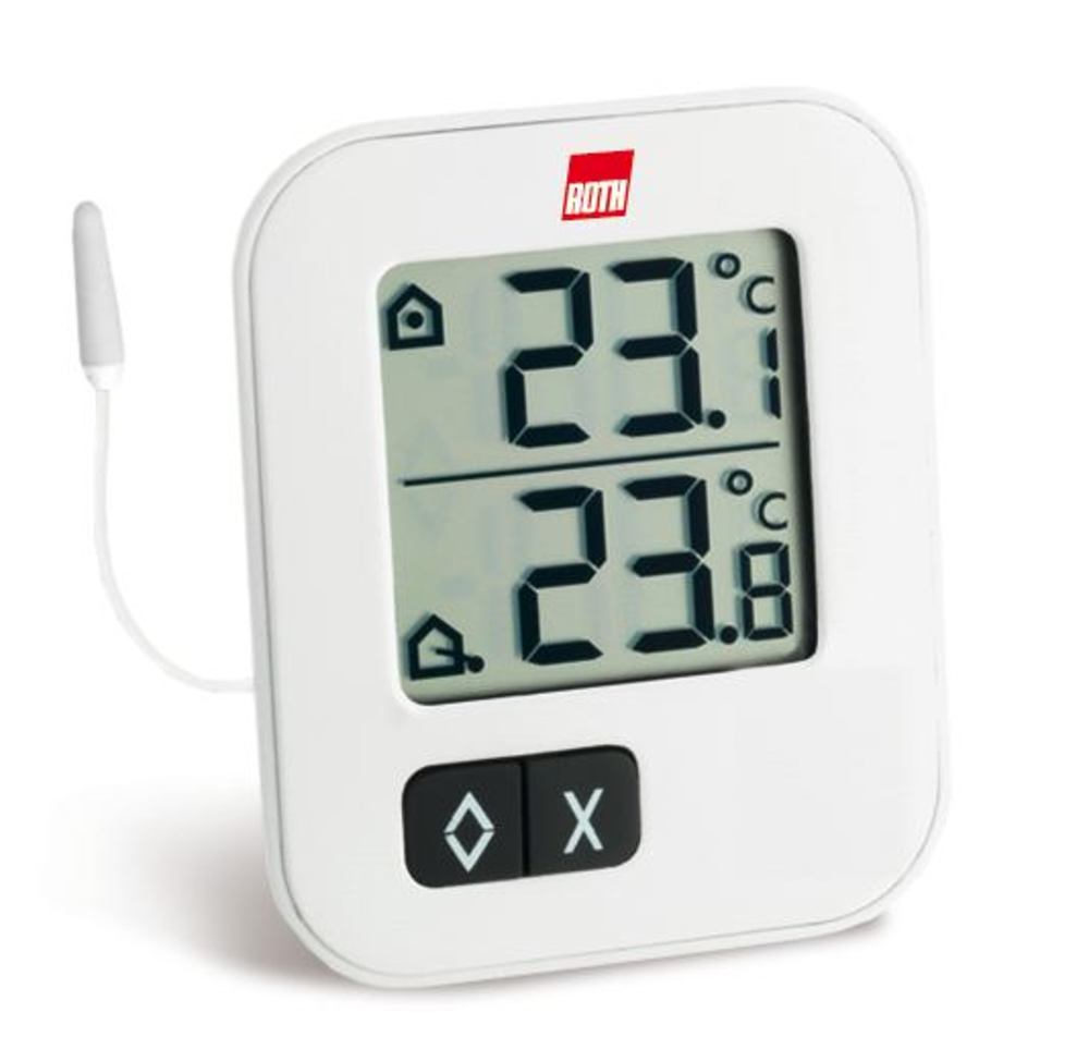 Innen-Außen-Thermometer ROTILABO®, Thermometer (Innen-Außen, Min-Max, Funk), Temperatur und Überwachung, Messtechnik, Laborbedarf