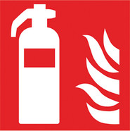 Brandschutzzeichen nach ISO 7010 Klebefolie, Feuerlöscher, 200 x 200 mm