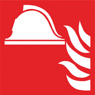 Brandschutzzeichen nach ISO 7010 Klebefolie, Mittel u. Geräte zur Brandbekämpfung, 200 x 200 mm