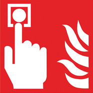 Brandbeveiligingssymbolen conform ISO 7010 Kleeffolie, Brandmelder, 200 x 200 mm