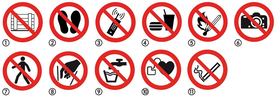 Verbotszeichen nach ISO 7010 doppelseitig, Eingeschaltete Mobiltelefone verboten