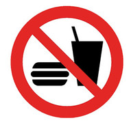 Signaux d’interdiction conf. à ISO 7010 Film adhésif, Interdit de boire et manger, 200 mm