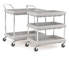Shelf trolley plastic with tray shelves, 480 x 730 mm, Number of bases: 2
